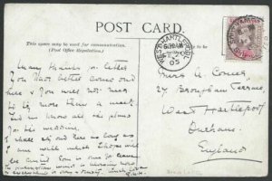 SIERRA LEONE 1905 postcard Barracks, Freetown - SOUTHAMPTON SHIP LETTER....56841 