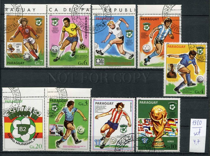 266234 Paraguay 1980 year used stamps set soccer ESPANA 82