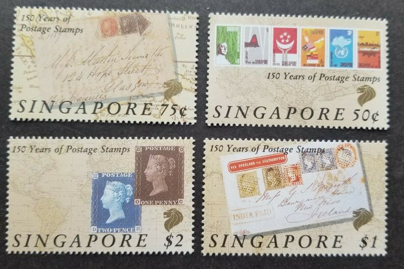 *FREE SHIP Singapore 150 Years Postage Stamps 1990 Penny Black Map (stamp) MNH
