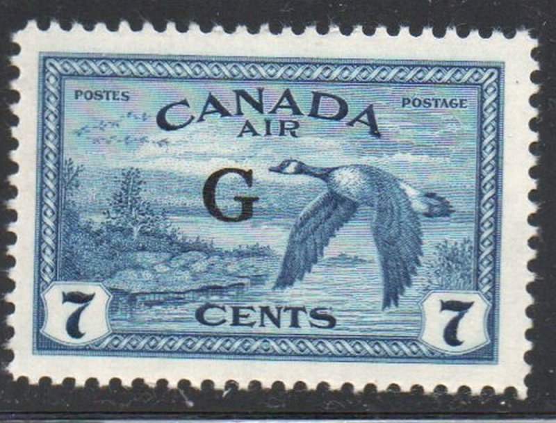 Canada Sc CO2 1950 G ovpt on 7c Goose Airmail Official stamp mint