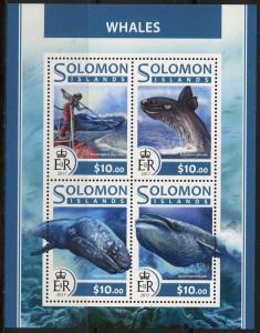 SOLOMON ISLANDS 2017 WHALES SHEET  MINT NH