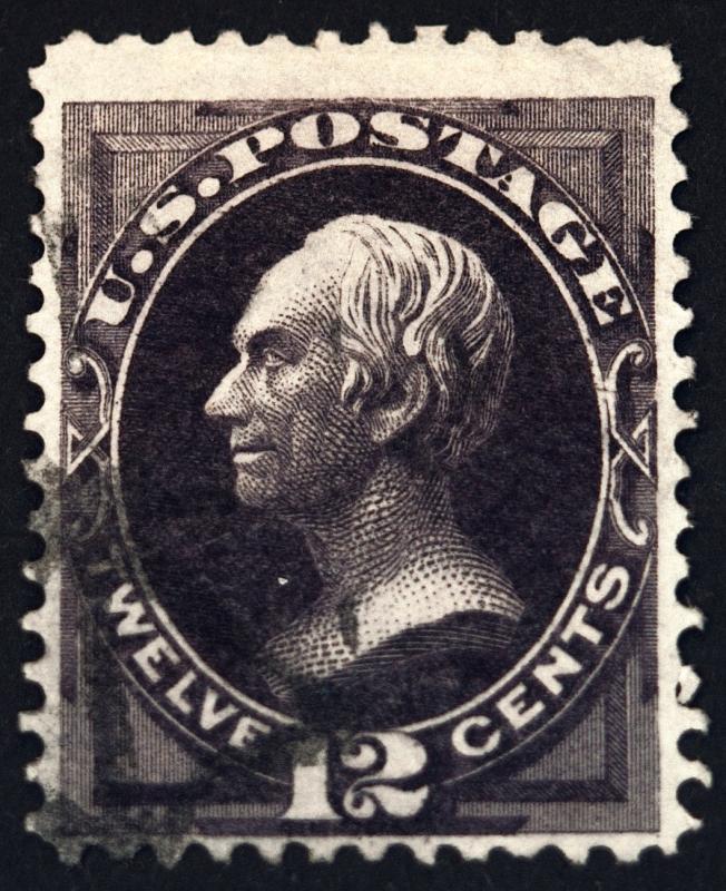 #162 12 Blackish Violet 1874 Used with Neat Face Free Cancel