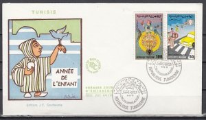 Tunisia, Scott cat. 746-747. Year of the Child issue. First day cover. ^