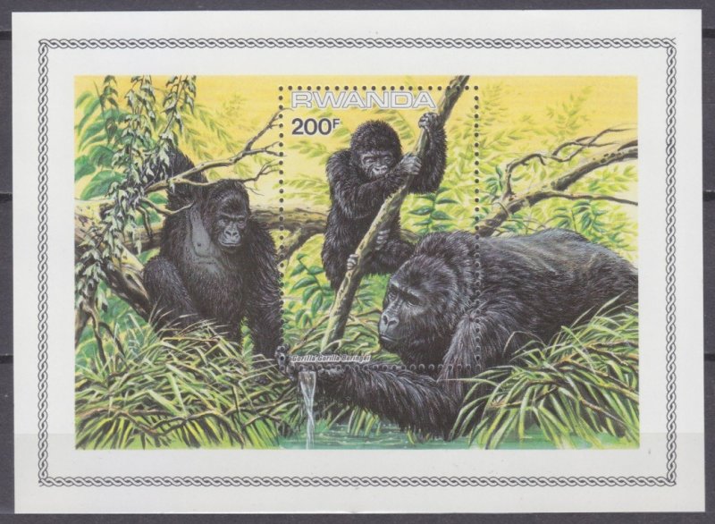 1985 Rwanda 1296/B103 Fauna - Monkeys 10,00 €