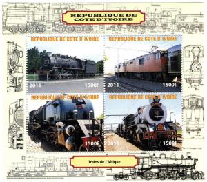 STEAM TRAINS of Africa Sheet Perforated Mint (NH)