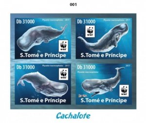 St Thomas - 2017 WWF & Sperm Whale - Delux 4 Stamp Sheet ST17420-delux1