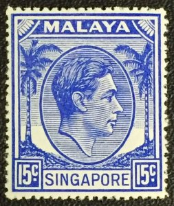 Malaya Singapore Straits Settlements 1950 King George VI 15c MLH SG#23 M2842