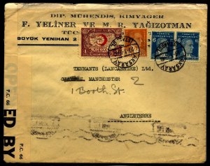 Turkey 1940 Censored cover to Manchester England.