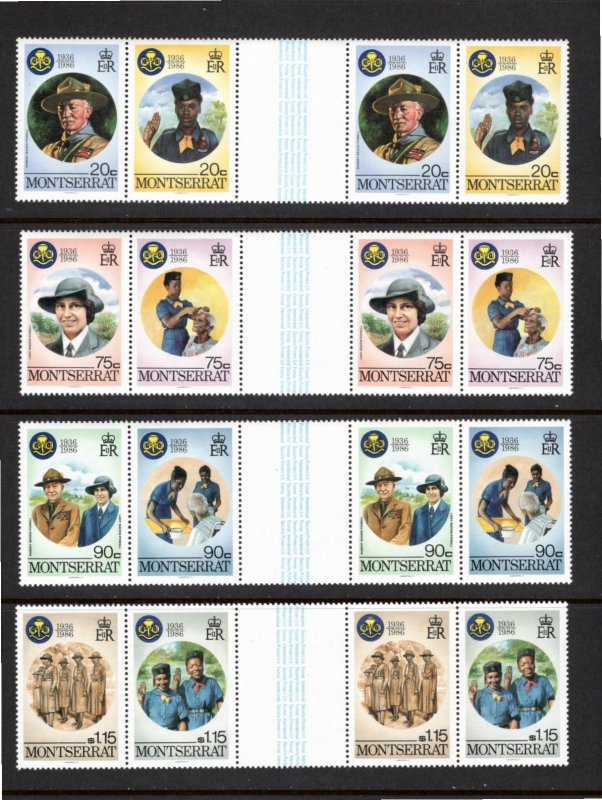 Montserrat 1986 MNH Sc 592ab-595ab Gutter pairs-2