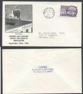 Canada-cover #5371 5c ship-York County-Richmond Hill, Ont- Sp 27 1951- cachet s