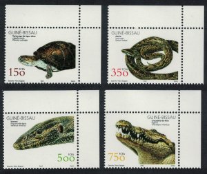 Guinea-Bissau Turtle Python Lizard Crocodile Reptiles 4v Corners 2002 MNH