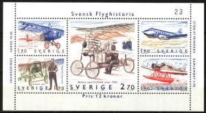 Sweden 1984 History of Aviation Airplanes S/S MNH