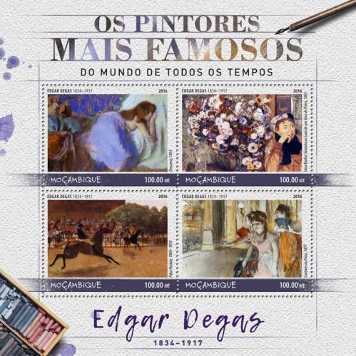 MOZAMBIQUE - 2016 - Painters. Edgar Degas - Perf 4v Sheet - MNH