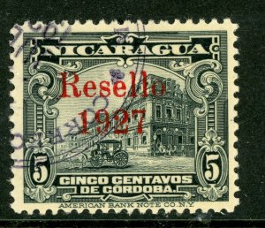 Nicaragua 1927 Cathedral Provisional 5¢ Black w/Red VFU V288 ⭐