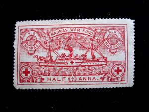 INDIA - MADRAS WAR FUND - WWI HOSPITAL WAR SHIP - ca 1916