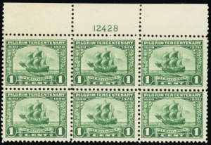 548, Mint NH 1¢ TOP Plate Block of Six Stamps - Stuart Katz