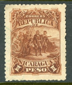 Nicaragua 1891 Seebeck 1 Peso Columbus Scott #46 VFU Z357 ⭐