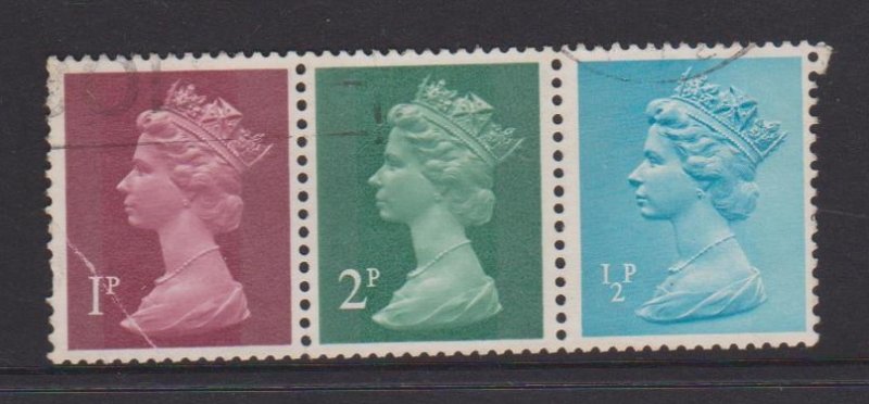 Great Britain Machin Se-tenant Strip of 3 Used