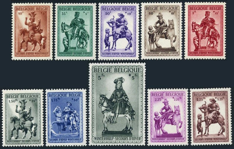 Belgium B305-B314,B315a-B316a,hinged.Mi 582-591,598-599. Statues of St Martin.