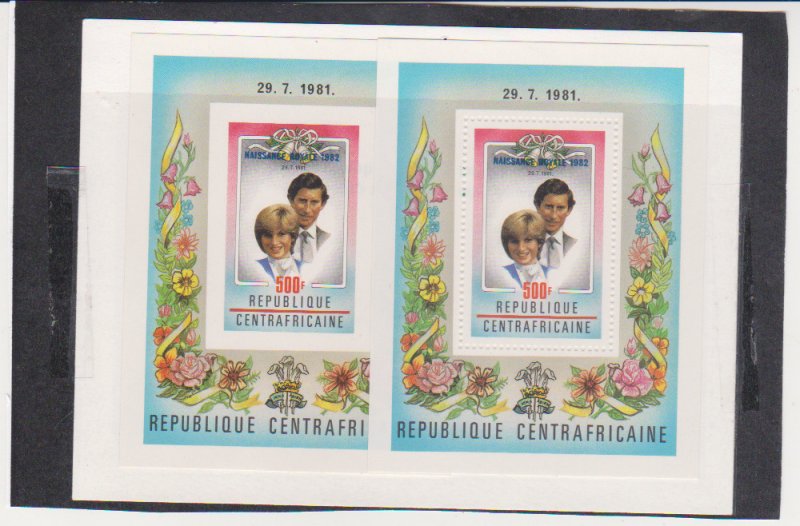 Central African Republic Scott # 461 Princes Diana & Charles Perf & Imperf Souve