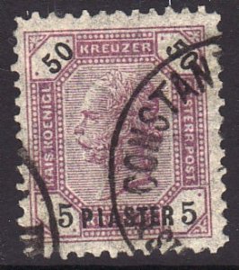 1890 Austria Turkish 5p on 50K o/p on granite paper used issue Sc# 25 CV: $72.