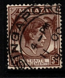 MALAYA STRAITS SETTLEMENTS SG281 1937 5c BROWN FINE USED
