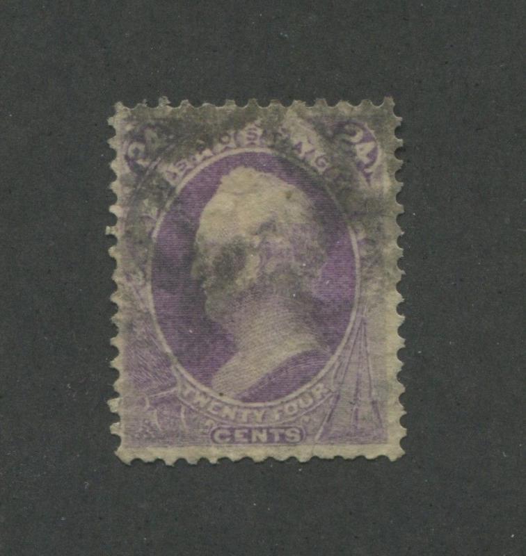 1870 United States 24 Cent Postage Stamp #153 Used Very Fine Faded Postal Cancel