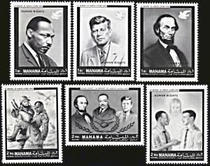 Manama Michel 99A-104A, MNH, Human Rights Year and M.L. King Jr. In Memorium