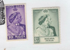 MALAYA PERAK # 99-100 VF-MNH KGV1 SILVER WEDDING