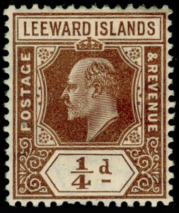 LEEWARD ISLANDS SG36, ¼d brown, LH MINT. 