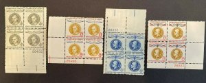 US Stamps- SC# 1062/1175 - Champions of Liberty - Plate Blocks - CV $17.45