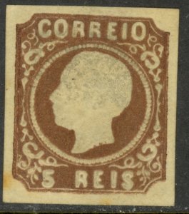 PORTUGAL 1862-1864 5r BROWN Type I King Luiz  Imperforate Sc 12 MNG