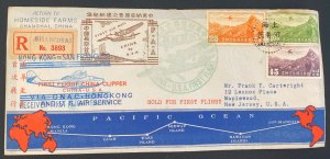 1937 Shanghai China First Flight Airmail Cover FFC to Maplewood NJ USA PAA C