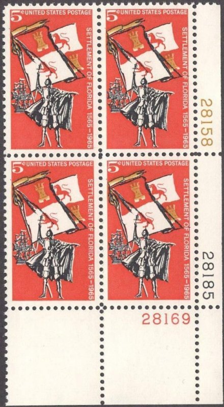 Scott # 1271 - US Plate Block Of 4 - Florida Settlement - MNH - 1971