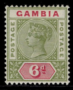 GAMBIA QV SG43, 6d olive green & carmine, M MINT. Cat £18.