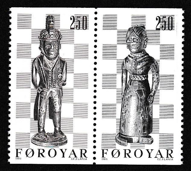 Faroe Is. 19th Century Chess pieces 2v pair SG#81-82 SC#94b pair