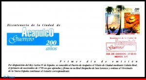 2115-16 MEXICO 1999 ACAPULCO, 200th ANNIV., CITIES, NATURE, MI# 2767-68, FDC