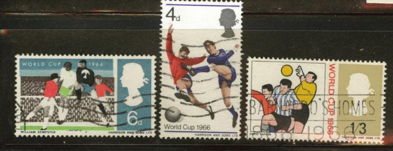 Great Britain Scott 458-60 used 1966  soccer set