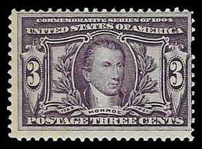 PCBstamps  US # 325 3c Monroe, MNH, (2)