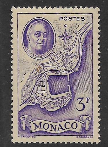 MONACO, 202, MINT HINGED, MAP OF MONACO