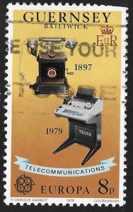 Guernsey #190 8p Europa - Telephone, 1897 Telex Machine