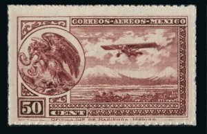 Mexico C25 rouletted,MNH.Michel 620. Air Post 1930.Coat of Arms,Eagle,Airplane.