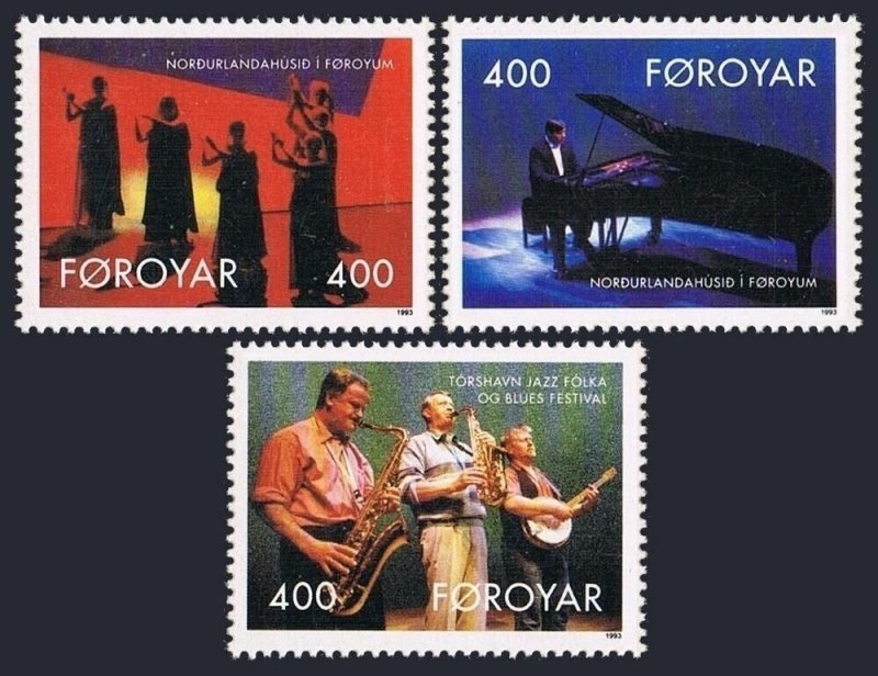 Faroe 247-249,249a, MNH. Mi 243-245, Bl.6. Nordic House Entertainers,1993, Dance