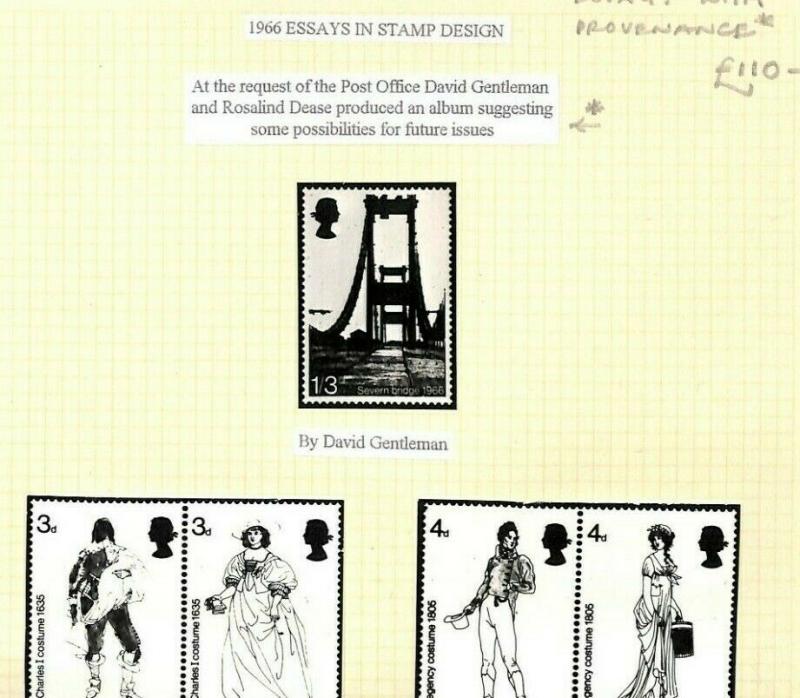 GB QEII STAMP DESIGN Original 1966 *Photographic Essays*{7} COSTUME BRIDGE AG296