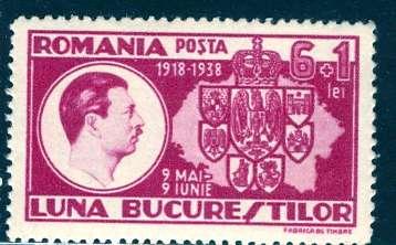 Romania; 1938: Sc. # B82, **/MNH Cpl. Set