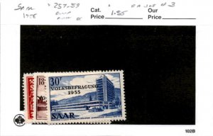 Saar -Germany, Postage Stamp, #257-259 Mint Hinged, 1955 (AF)