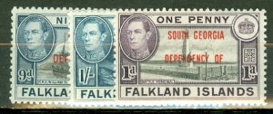 AB: Falkland Islands 2L1-5L8 mint CV $102; scan shows only a few