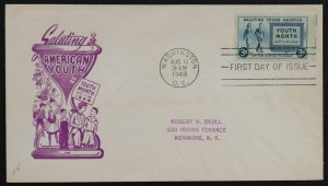 U.S. Used Stamp Scott #963 3c Youth of America Ioor First Day Cover