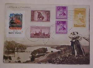 LITHUANIA  PICTORIAL COVER 1949 USED in USA CHICAGO