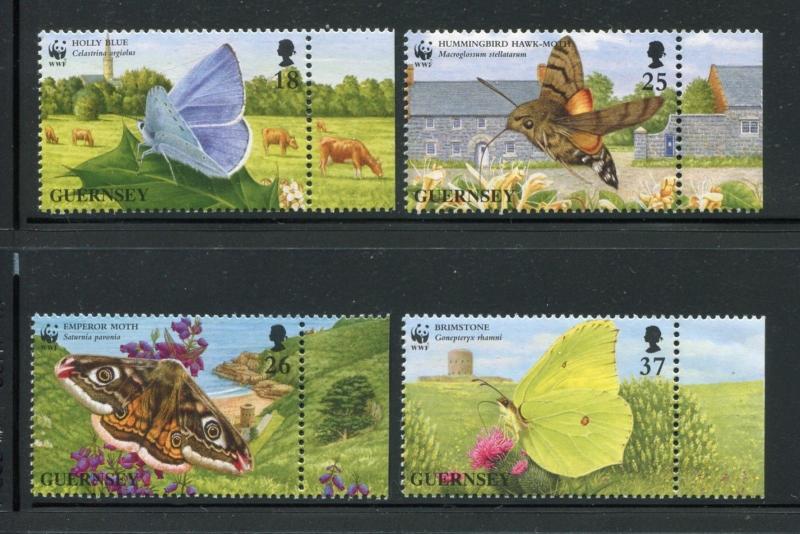 Guernsey 586-590. WWF Insects Butterflies & Moths, HONG KONG-1997. x26176